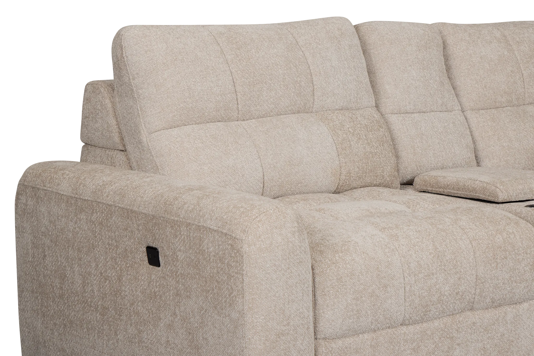 Hendrix Light Taupe Fabric Power Extension Chaise Sofa
