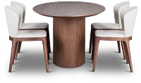 Nomad Mid Tone 78" Oval Table & 4 Light Beige Chairs W/ Mid-tone Legs