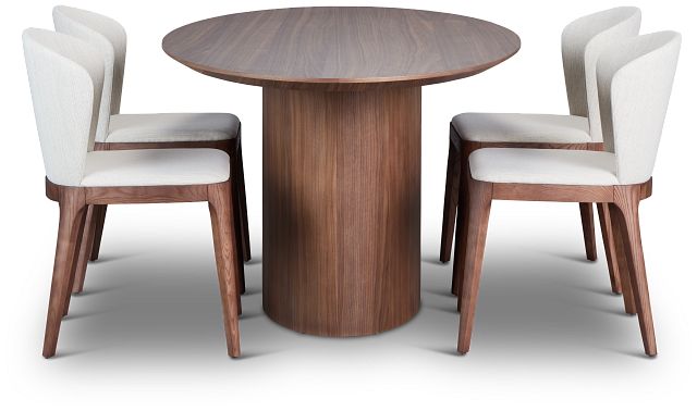 Nomad Mid Tone 78" Oval Table & 4 Light Beige Chairs W/ Mid-tone Legs