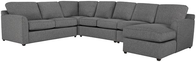 Asheville Gray Fabric Large Right Chaise Sectional