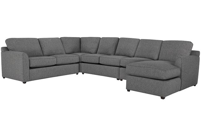 Asheville Gray Fabric Large Right Chaise Sectional