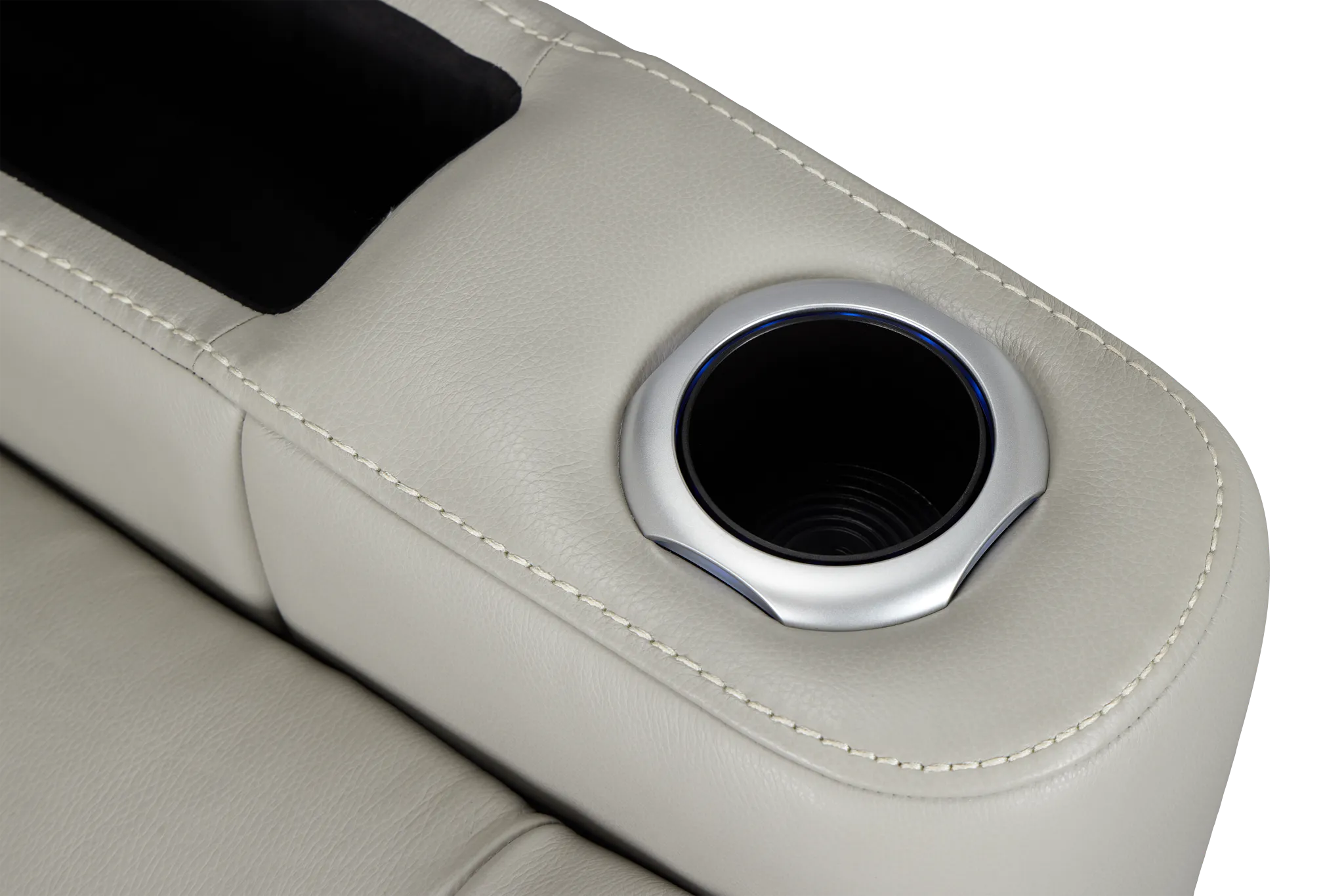 Nova Light Gray Lthr/vinyl Power Recliner W/ Massage