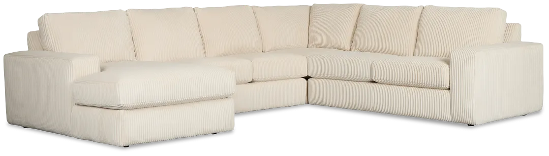 Charlie Ivory Fabric Medium Left Chaise Sectional