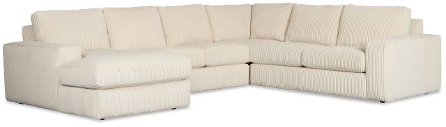 Charlie Ivory Fabric Medium Left Chaise Sectional