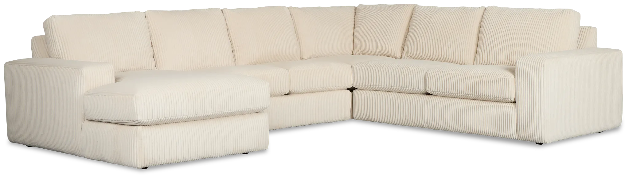Charlie Ivory Fabric Medium Left Chaise Sectional