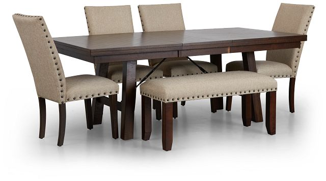 Jax Beige Rect Table, 4 Chairs & Bench (3)