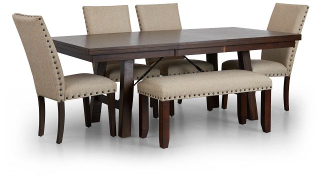 Jax Beige Rect Table, 4 Chairs & Bench