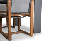 Linear Dark Gray 70" Aluminum Table & 4 Teak Sling Side Chairs