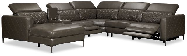 Ava Dark Gray Micro Small Dual Power Left Chaise Sectional