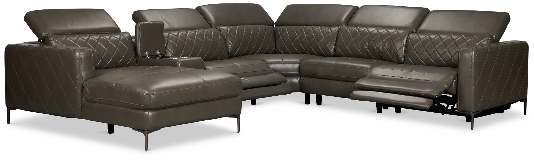 Ava Dark Gray Micro Small Dual Power Left Chaise Sectional Ava Dark Gray Micro Small Dual Power Left Chaise Sectional