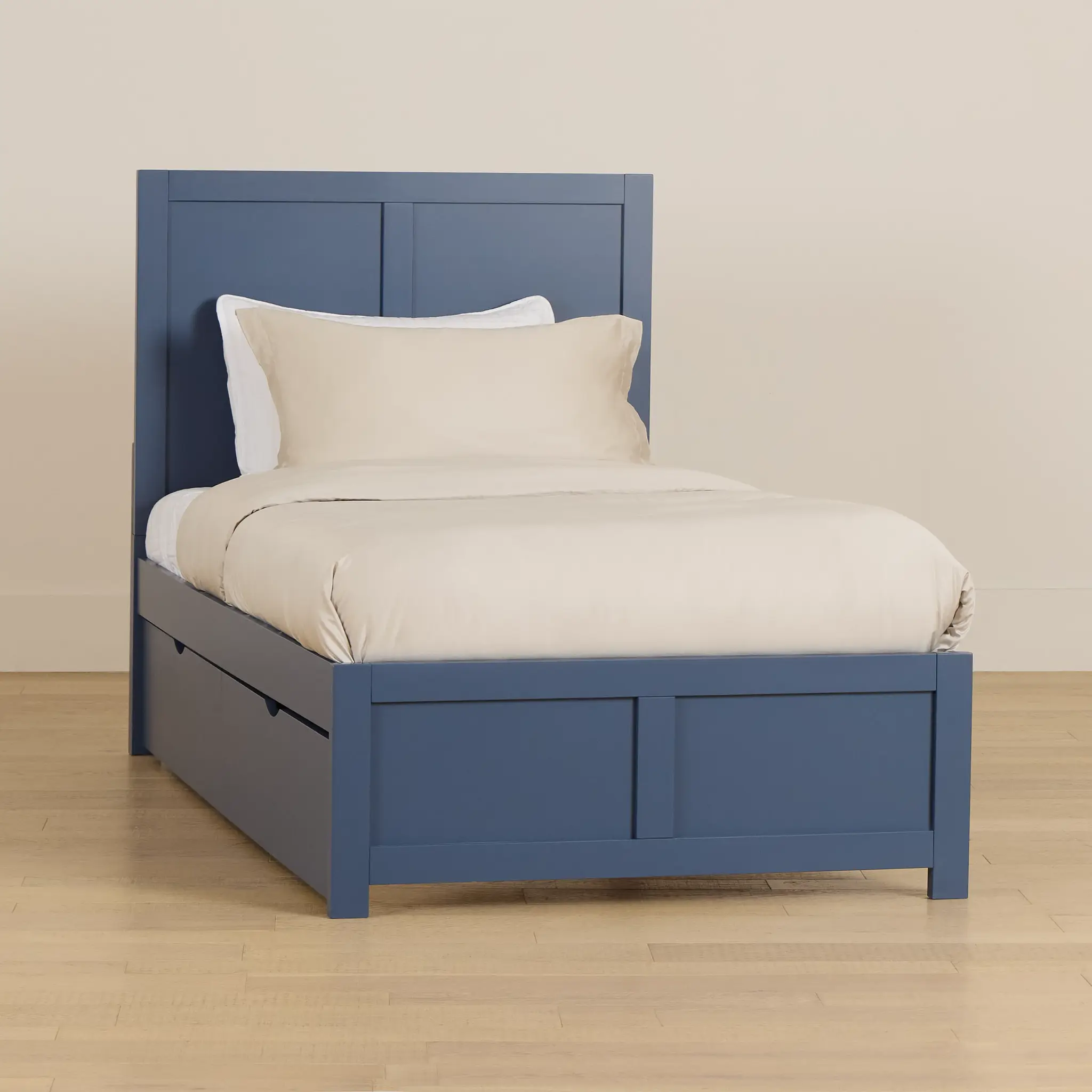 Charleston Dark Blue Panel Bed With 2 Storage Drawers Charleston Dark Blue Panel Bed With 2 Storage Drawers