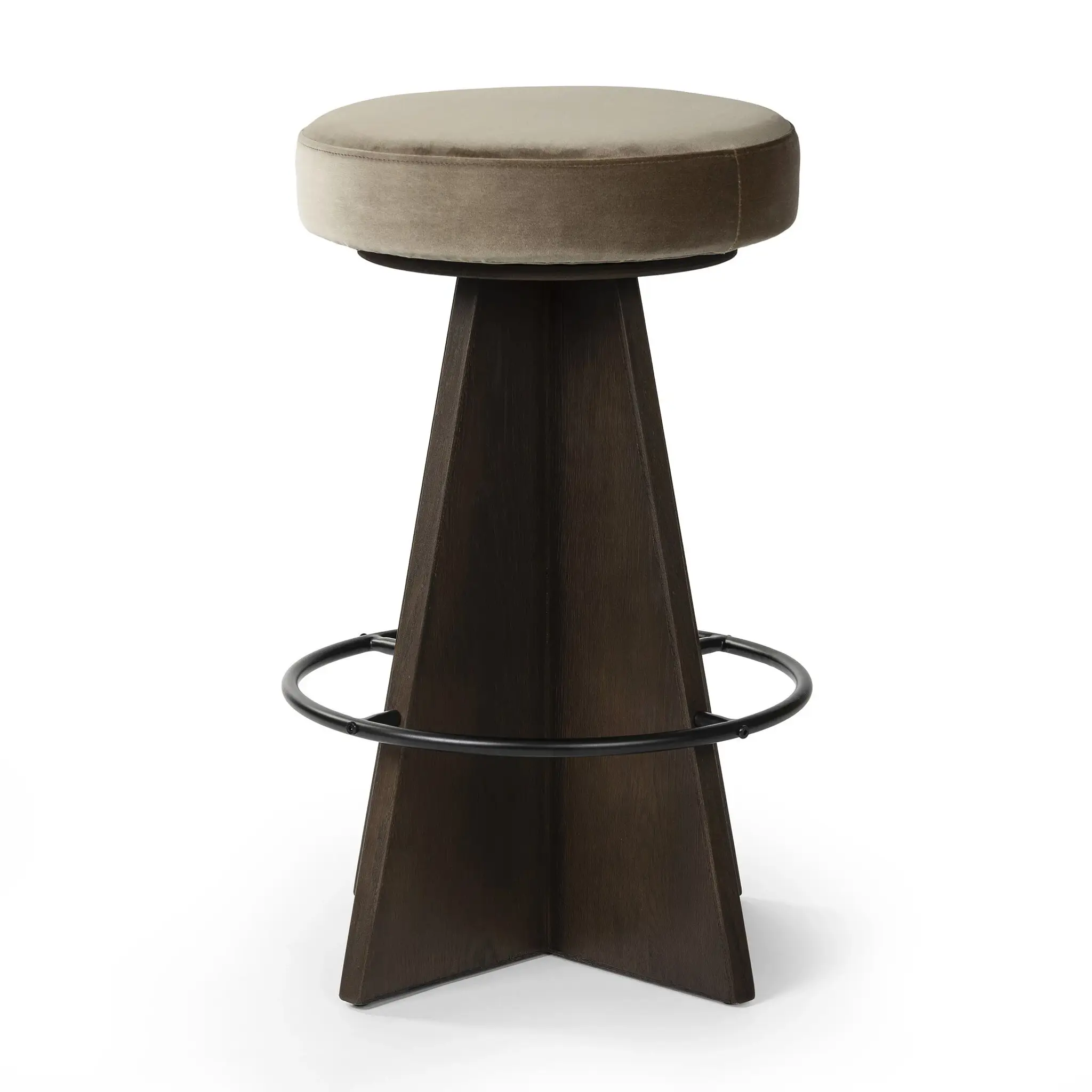 Stam Taupebackless 24" Upholstered Swivel Barstool Stam Taupebackless 24" Upholstered Swivel Barstool