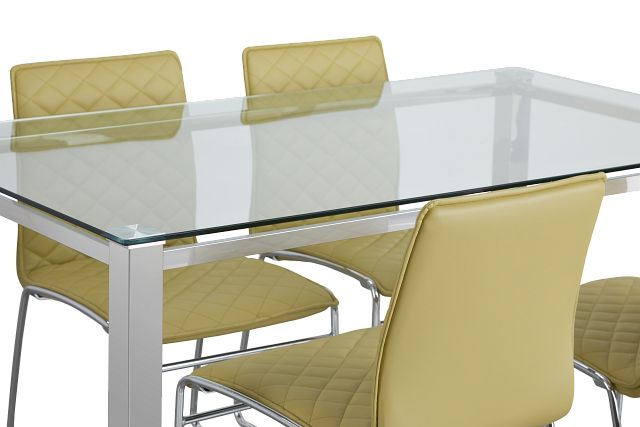 Skyline Light Green Rect Table & 4 Metal Chairs