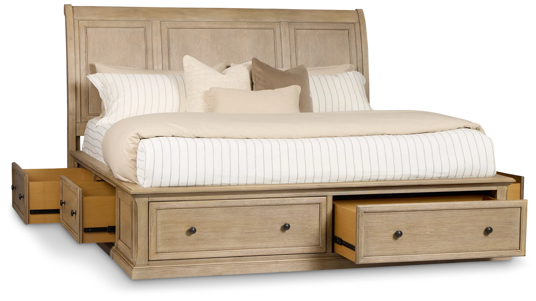Galveston Light Tone Sleigh Storage Bed