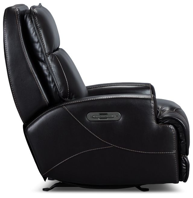 Casey Black Lthr/vinyl Power Rocker Recliner