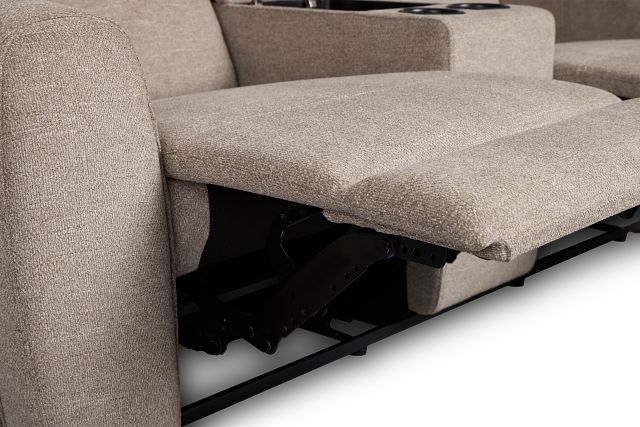 Walker Beige Fabric Reclining Console Loveseat