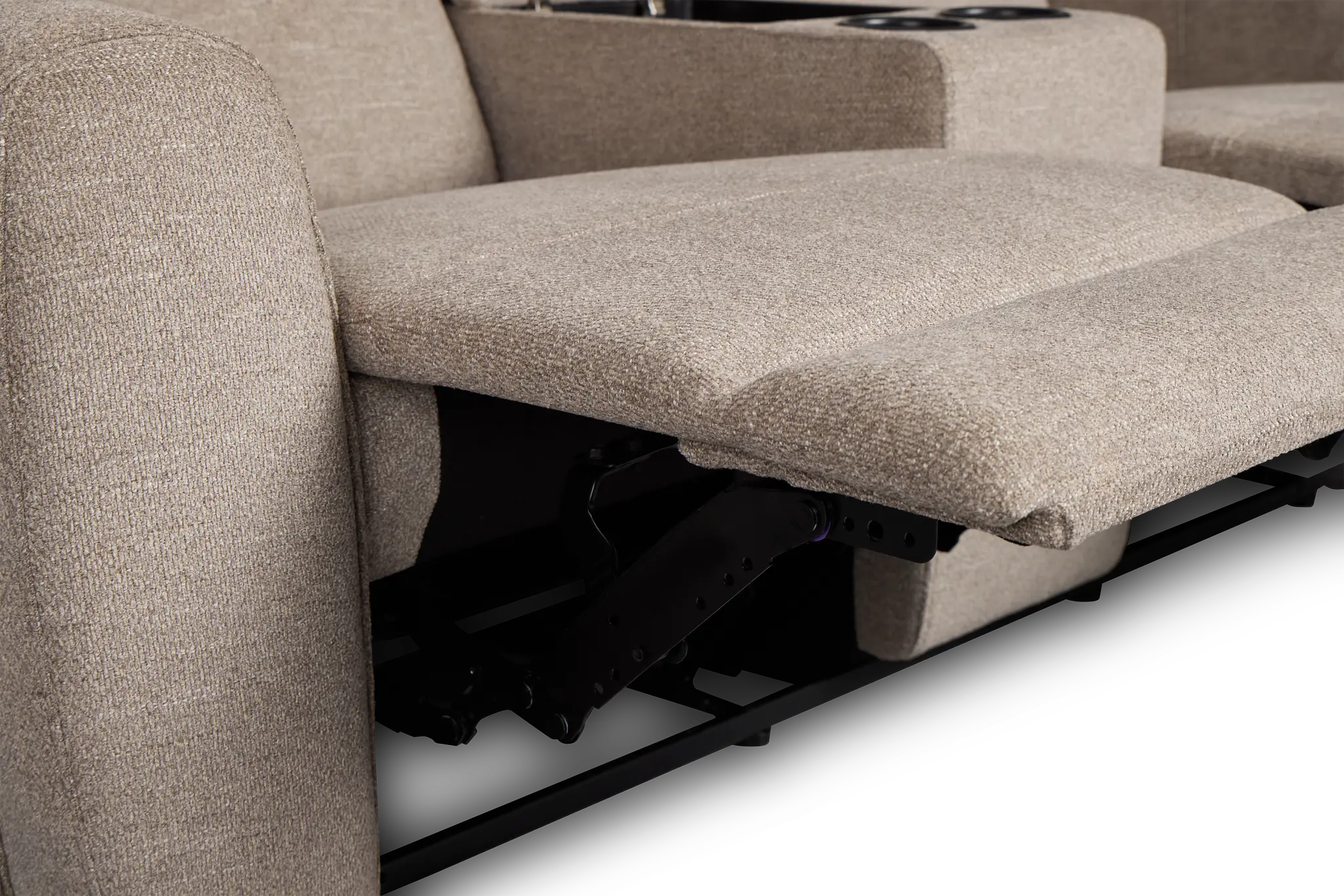 Walker Beige Fabric Reclining Console Loveseat Walker Beige Fabric Reclining Console Loveseat