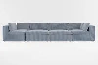 Destin Lucy Navy Fabric 8-piece Pit Sectional