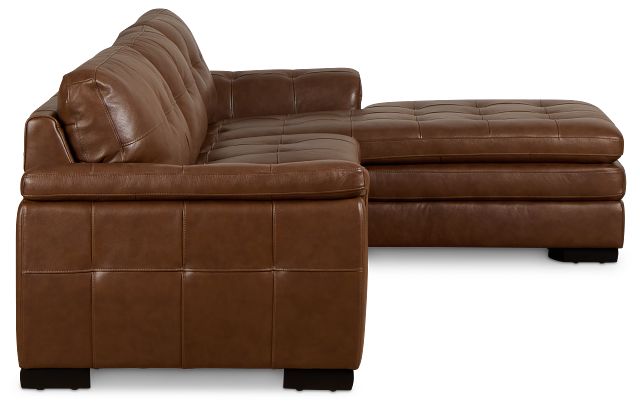 Braden Medium Brown Leather Right Chaise Sectional