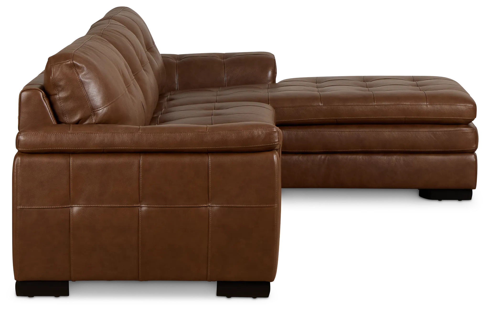 Braden Medium Brown Leather Right Chaise Sectional