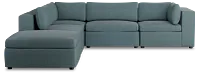 Destin Sutton Blue Fabric 5pc Bumper Sectional