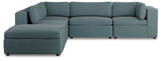 Destin Sutton Blue Fabric 5pc Bumper Sectional