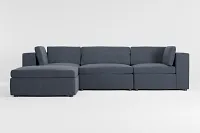 Destin Victory Dark Blue Fabric 4-piece Bumper Sectional