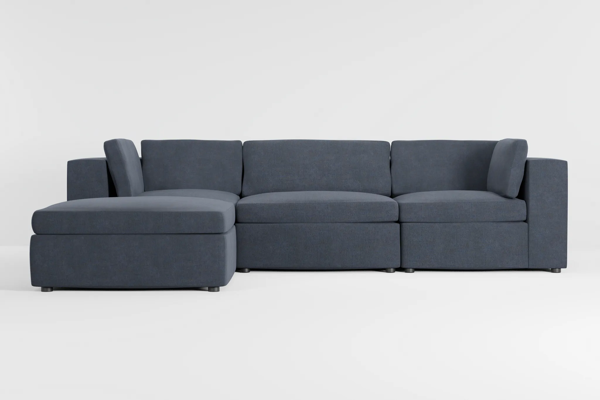 Destin Victory Dark Blue Fabric 4-piece Bumper Sectional