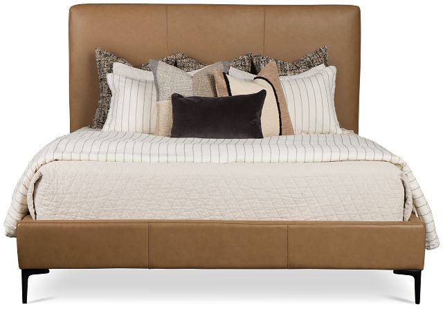 Highland Dark Brown Leather Panel Bed
