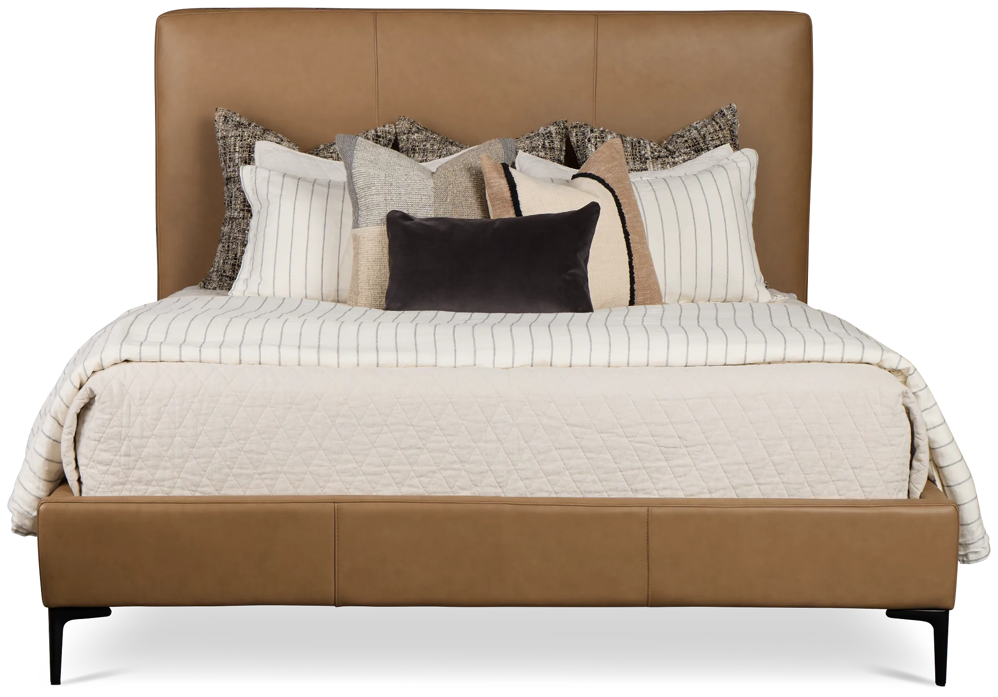 Highland Dark Brown Leather Panel Bed