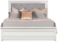 Alessandria White Uph Panel Bed With Lights