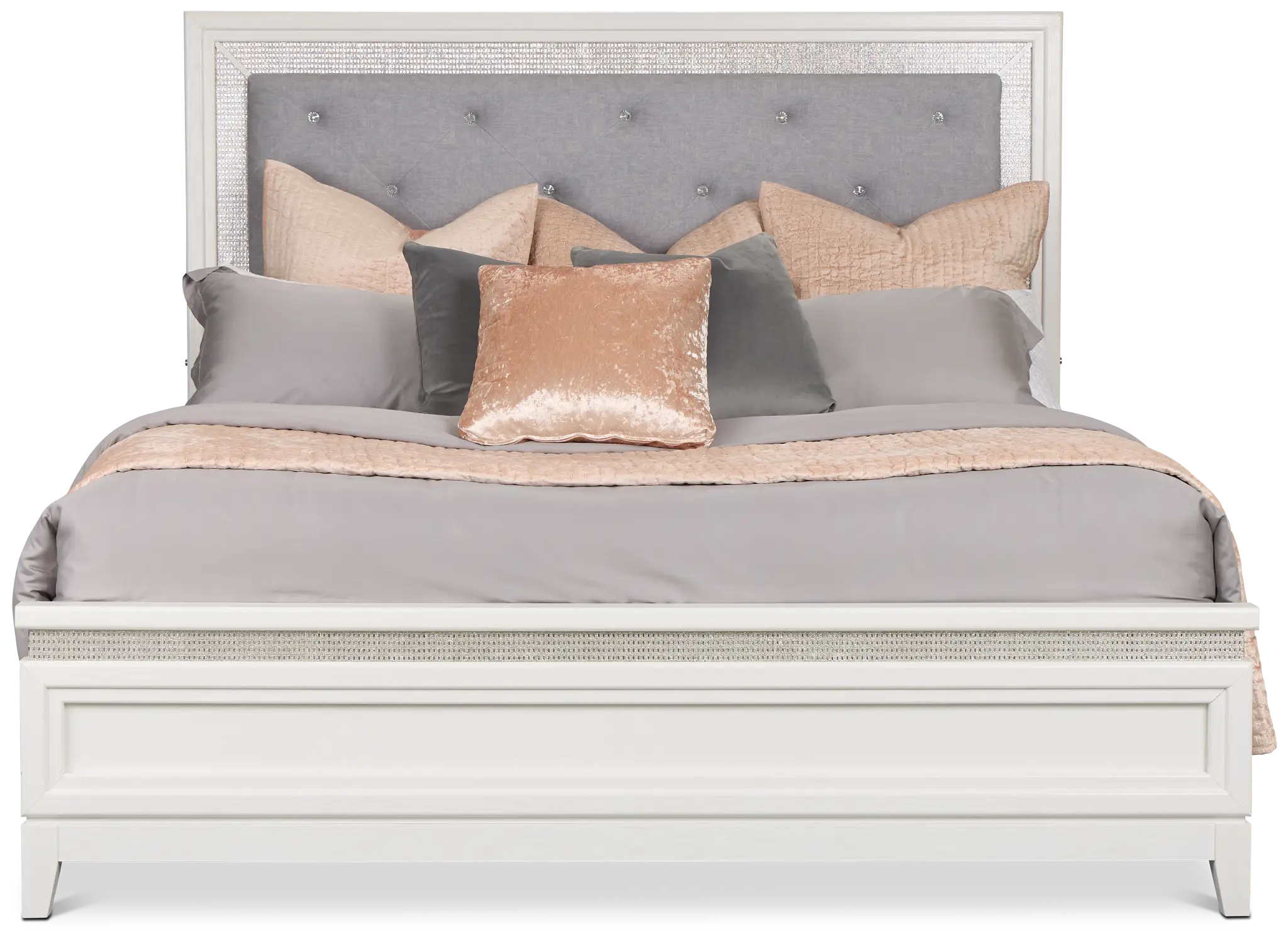 Alessandria White Uph Panel Bed With Lights Alessandria White Uph Panel Bed With Lights