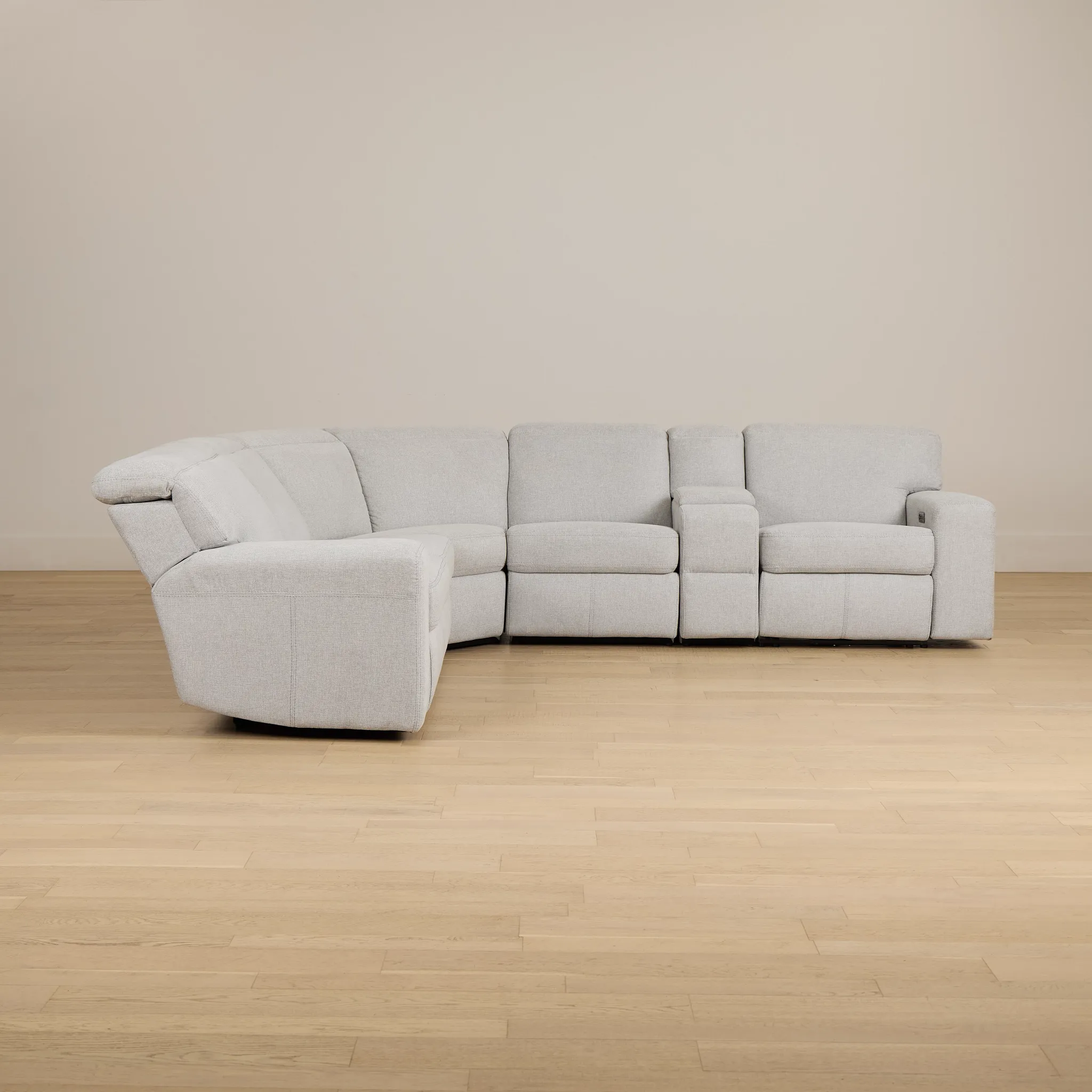 Callum Light Gray Fabric Medium Dual Power 2-arm Reclining Sectional