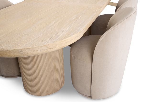 Clayton Light Tone Oval Table & 4 Upholstered Chairs