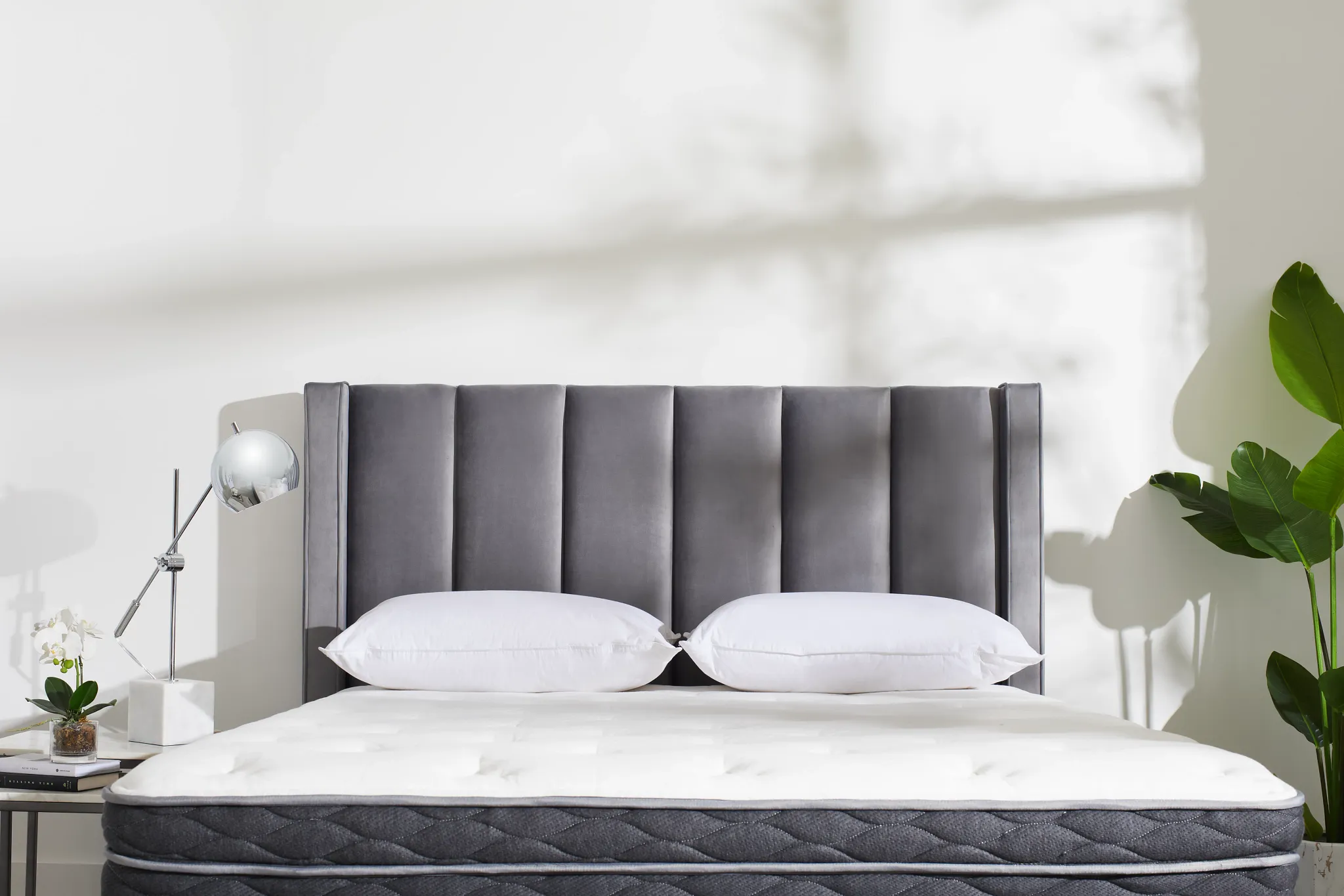 Audrey Dark Gray Velvet Platform Bed