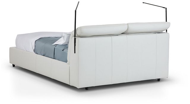 Montez White Leather Power Adjustable, Hera Genuine White Leather Platform Bed With Adjustable Headrests King