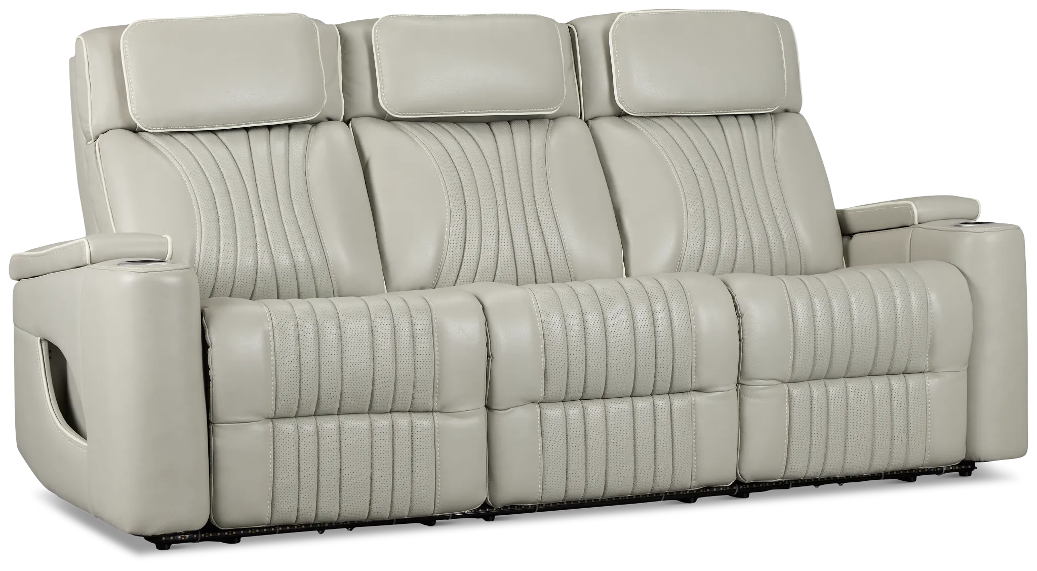 Nova Light Gray Lthr/vinyl Power Reclining Sofa W/ Massage