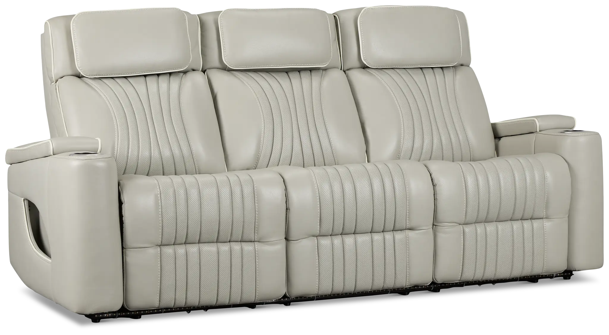 Nova Light Gray Lthr/vinyl Power Reclining Sofa W/ Massage Nova Light Gray Lthr/vinyl Power Reclining Sofa W/ Massage