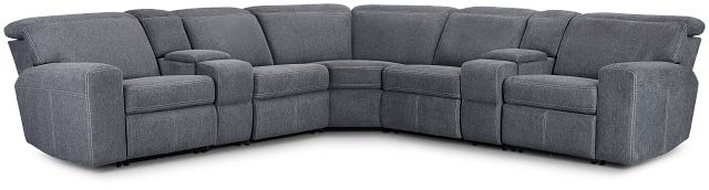 Callum Dark Gray Fabric Large Dual Power Reclining Two-arm Sectional