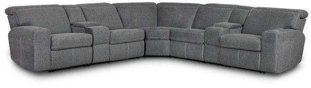 Callum Dark Gray Fabric Large Dual Power Reclining Two-arm Sectional