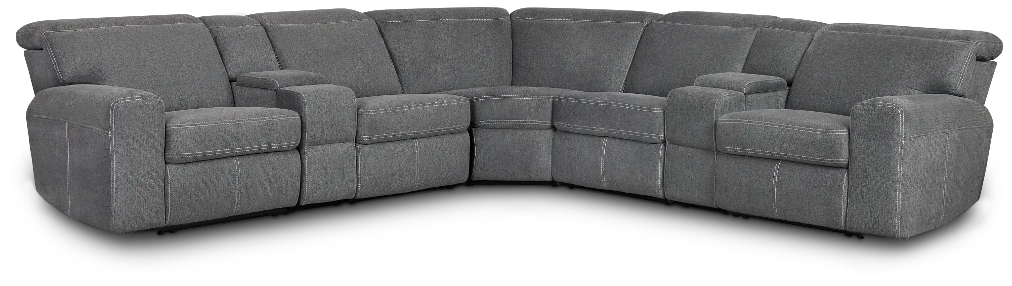 Callum Dark Gray Fabric Large Dual Power Reclining Two-arm Sectional Callum Dark Gray Fabric Large Dual Power Reclining Two-arm Sectional