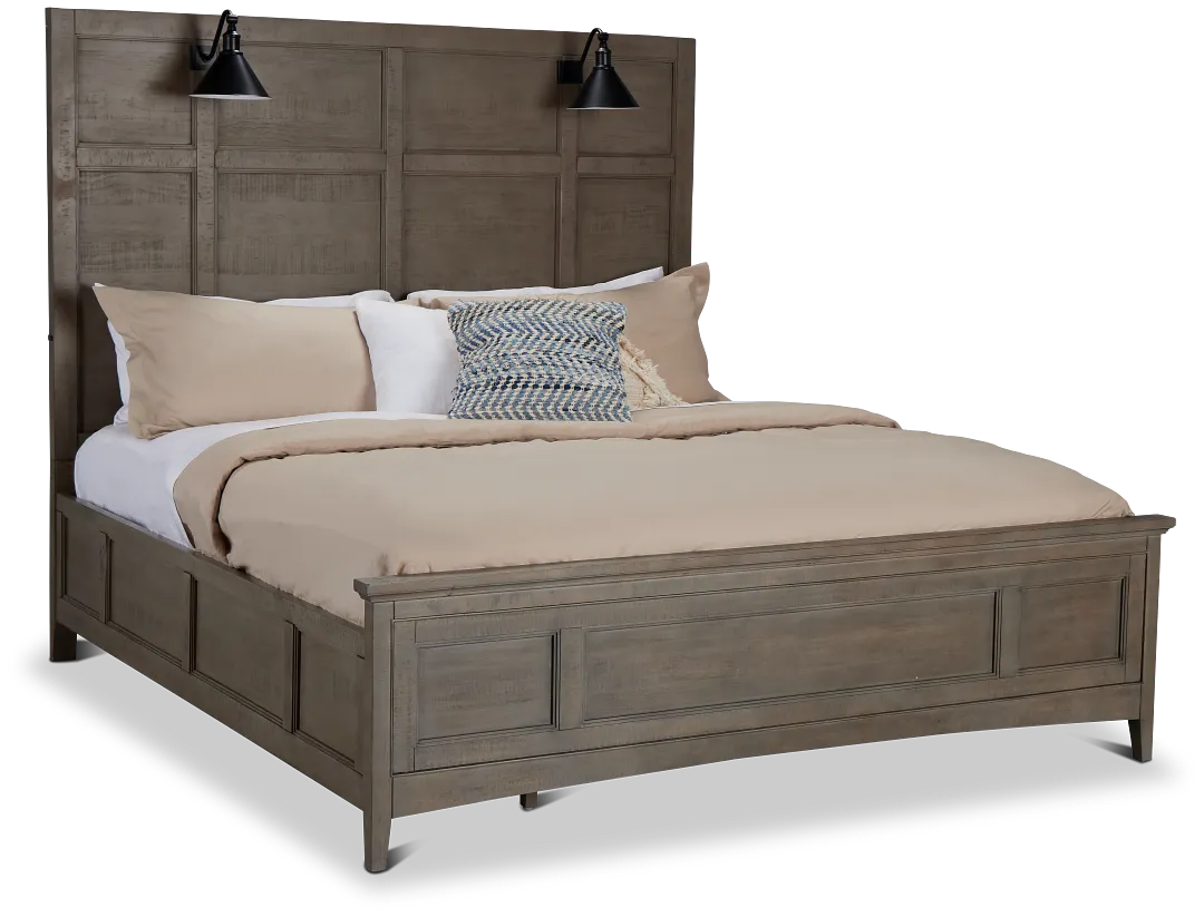 Heron Cove Light Tone Panel Bed With Lights