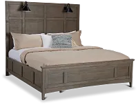 Heron Cove Light Tone Panel Bed With Lights