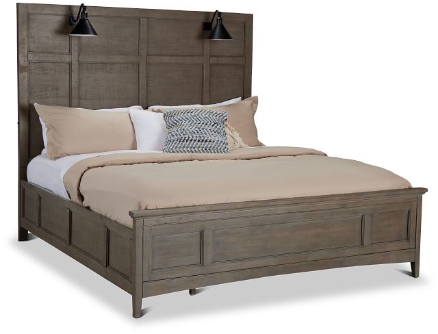 Heron Cove Light Tone Panel Bed With Lights