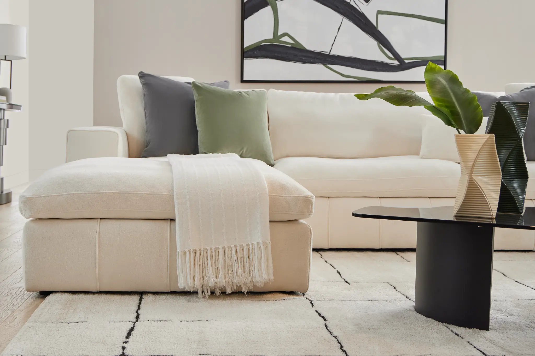 Cruz White Fabric 4-piece Bumper Sectional Cruz White Fabric 4-piece Bumper Sectional