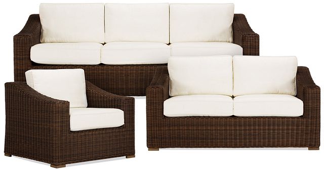 Canyon Dark Brown White Outdoor Living Room Set