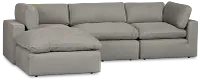 Grant Light Gray Fabric 4-piece Bumper Sectional