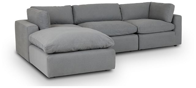 Grant Light Gray Fabric 4-piece Bumper Sectional