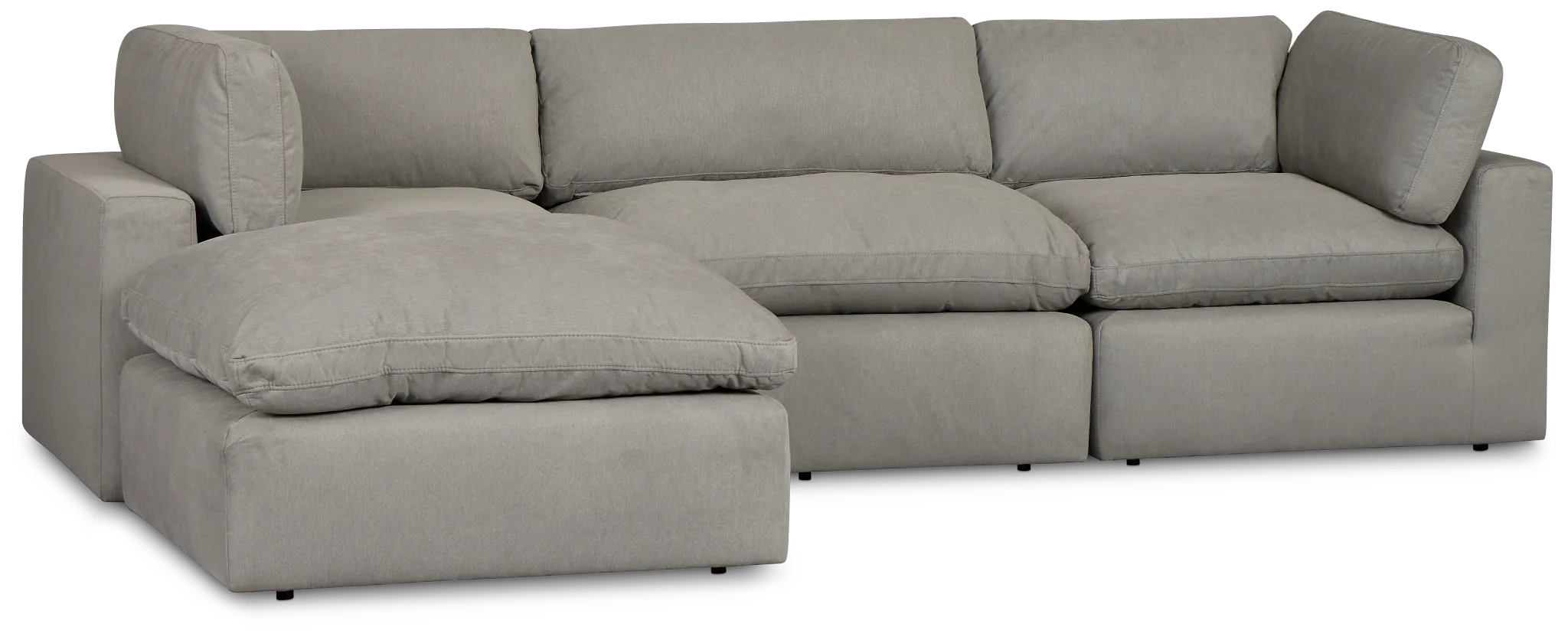 Grant Light Gray Fabric 4-piece Bumper Sectional