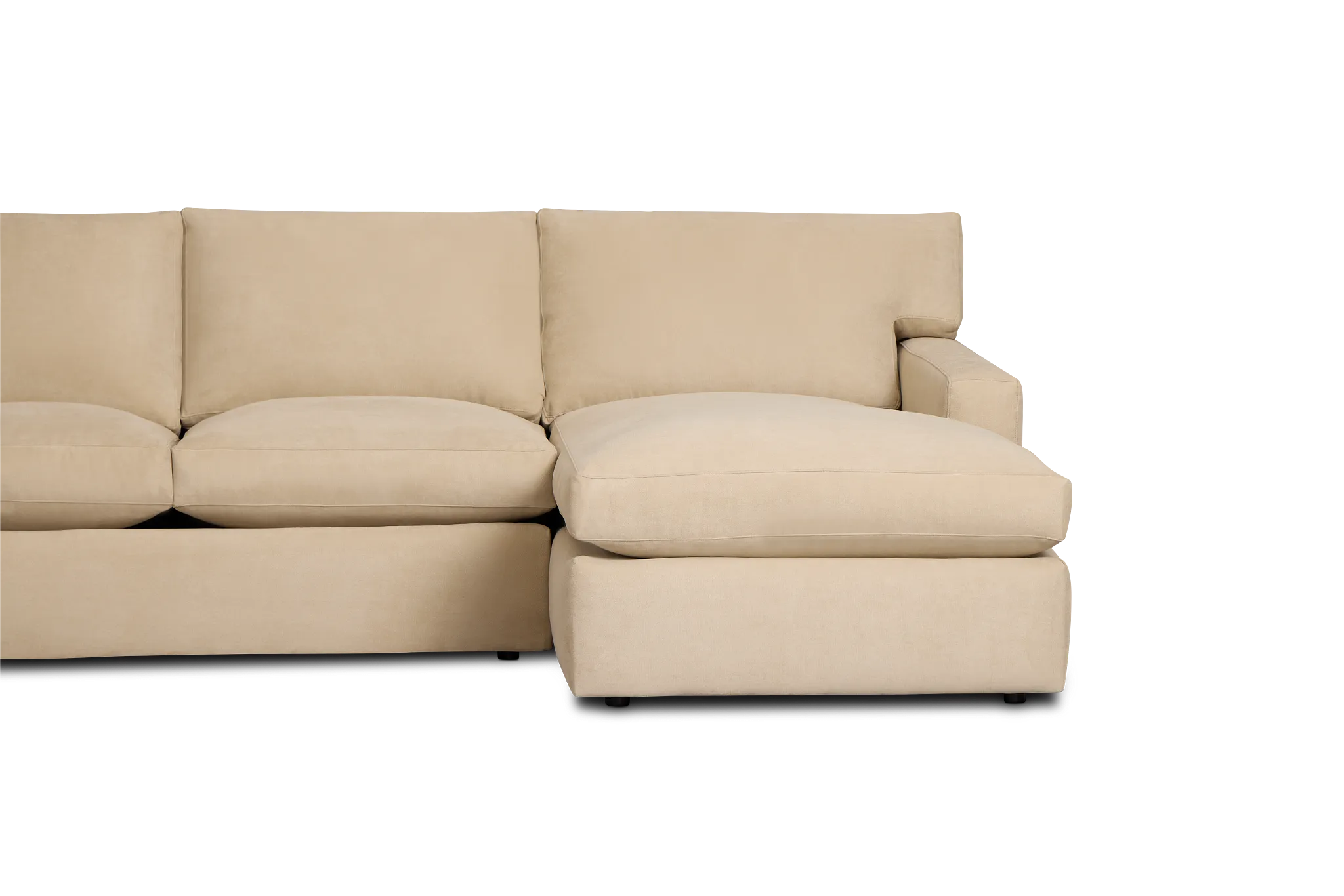 Hudson Beige Fabric Medium Right Chaise Wedge Sectional